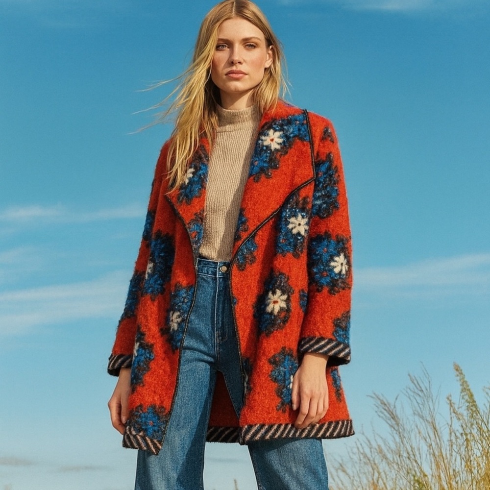 Soft Surroundings Eulalia Garden Wool Blend Coat